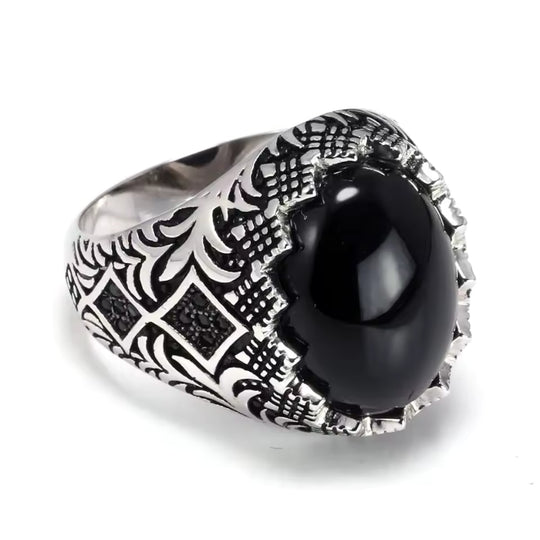 Chevalière Argent Onyx Homme