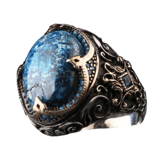 Chevalière Traditionnelle Pierre Bleue