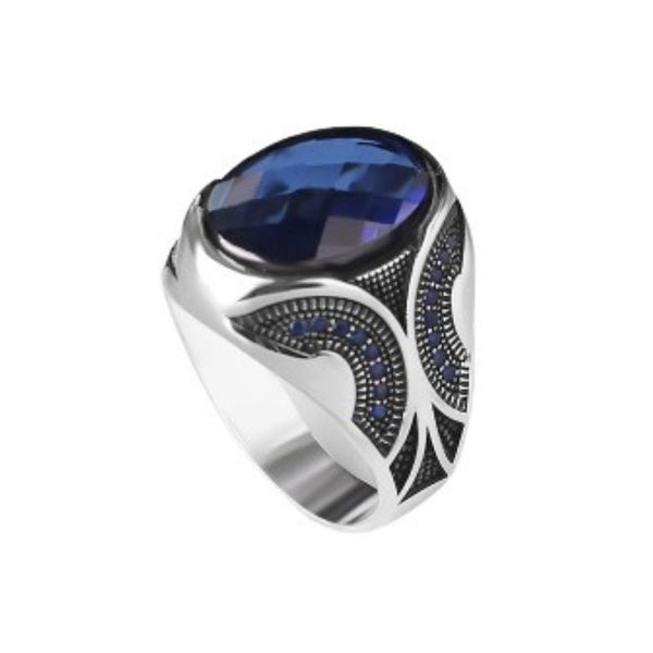 BONLAVIE Bague Homme en Argent 925 Pierre Saphir Bleu Zircone Cubique Bague de Mariage Bague de Fiançailles Bague d'Amitié, 51.5-69 BONLAVIE Bague Homme en Argent 925 Pierre Saphir Bleu Zircone Cubique Bague de Mariage Bague de Fiançailles Bague d'Amitié, 51.5-69
