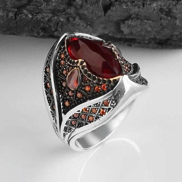 Femme Chevaliere Pierre Rouge Chevalière Femme Argent Joli Motif