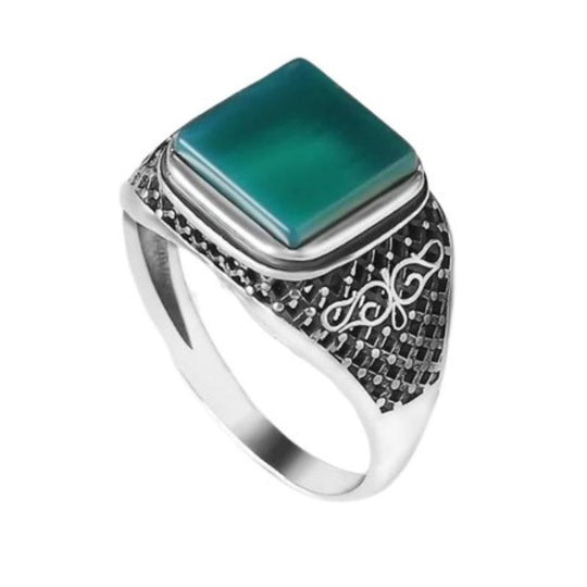 Bague Pierre Verte Carrée