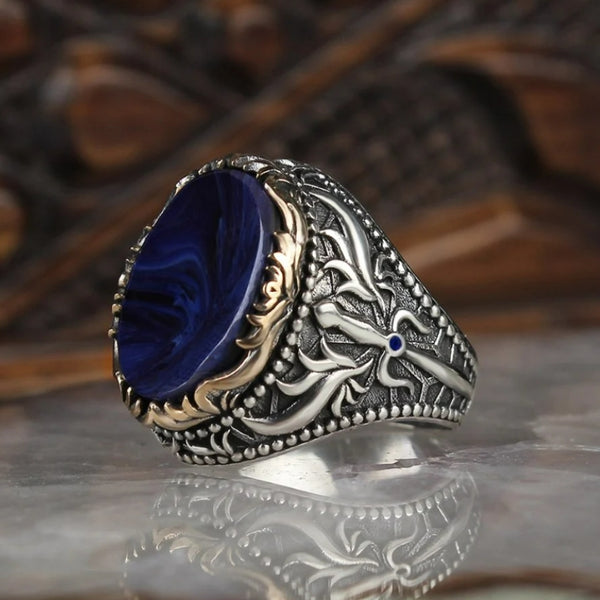 Bague En Argent Massif 925 Avec Ambre Triangle - Taille 55/56, Occasion
