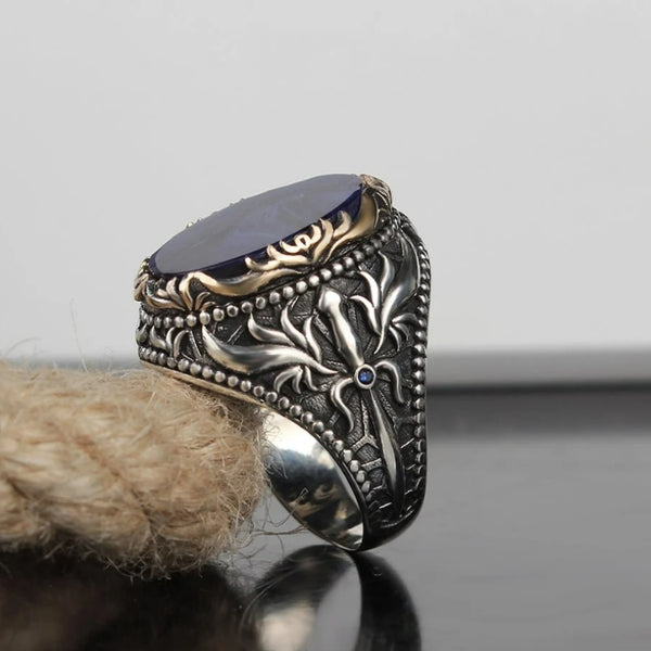 Bague chevalière saphir en or - 8746499965257 - 58 Facettes