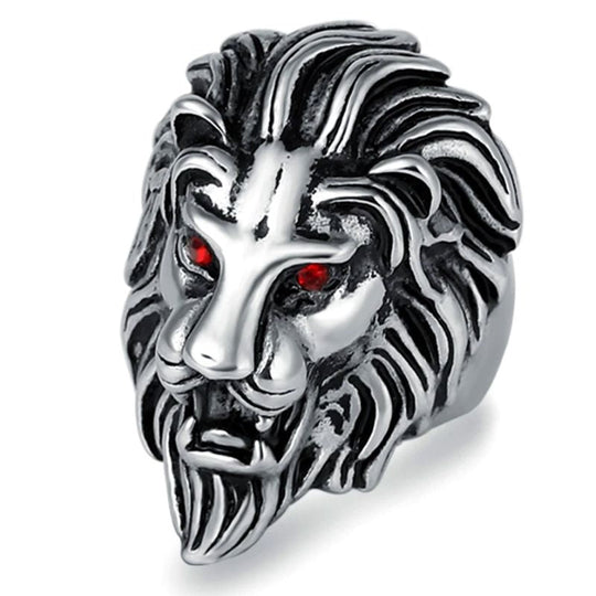 Chevalière Lion Imitation Rubis