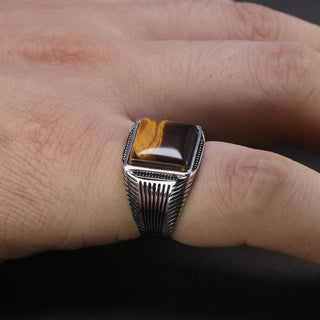 bague oeil de tigre pour homme