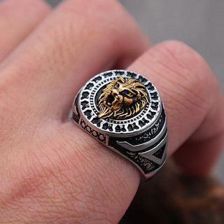 bague tête de lion homme