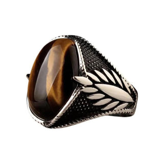 bague avec Œil de tigre ovale