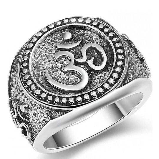 Bague en Argent Homme Motif Om Bouddhiste