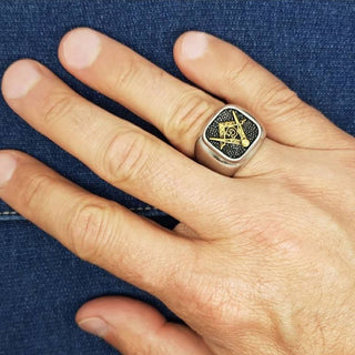 bague franc maçon argent