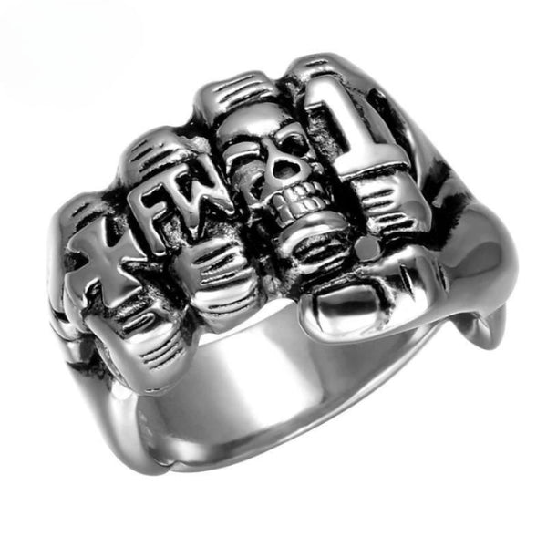 Bague Homme Tête De Mort Acier Inoxydable Taille 59,7 - Occasion Bon état