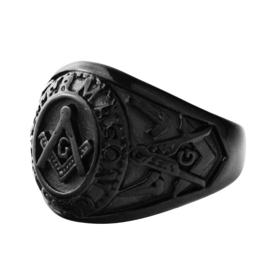 Bague Noire Franc-Maçon