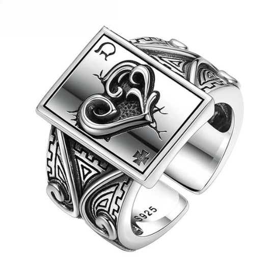 Chevalière Argent Homme Carte Poker