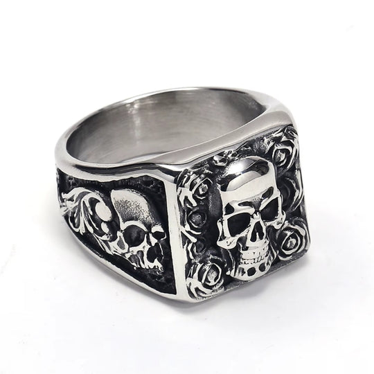 Bague Crâne avec Fleur