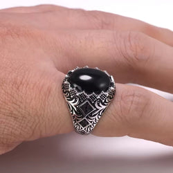 Chevalière Argent Onyx Homme