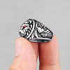 Bague Tête de Lion Yeux Rouge