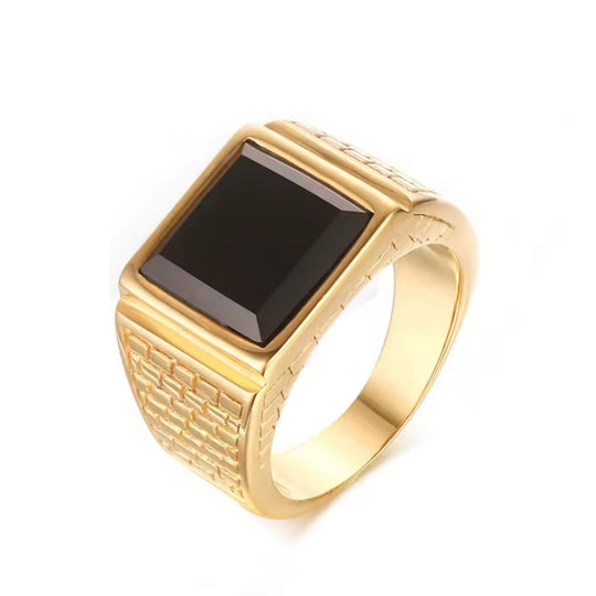 Bague Chevalière Or avec Onyx Noir