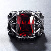 Bague Fleur de Lys et Pierre Rouge Argent