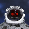 Bague Fleur de Lys et Pierre Rouge Argent