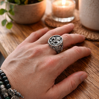 Chevalière Fleur de Lys Homme en Argent