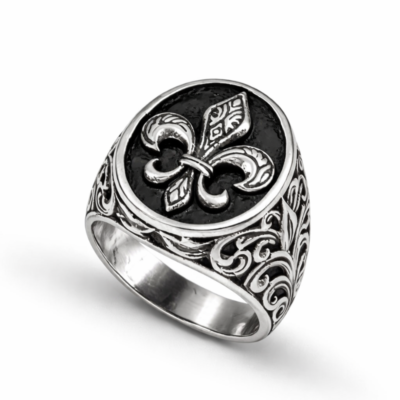 Chevalière Fleur de Lys Homme en Argent