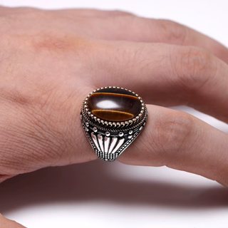 Chevalière Homme Argent 925 Œil de Tigre
