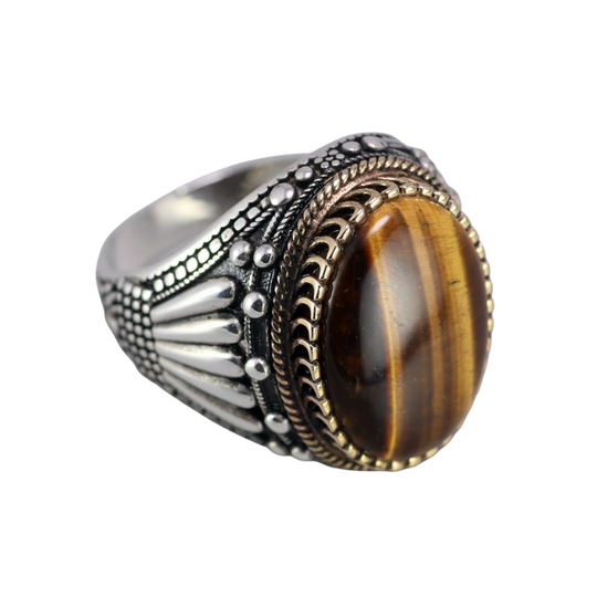 Chevalière Homme Argent 925 Œil de Tigre