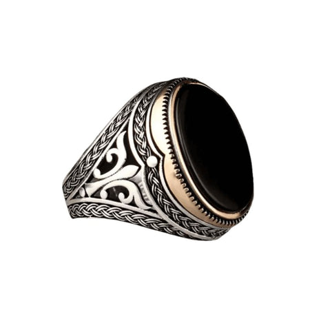 chevalière femme fleur de lys onyx noir