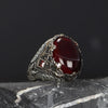 Chevalière Homme Argent Pierre Agate Rouge