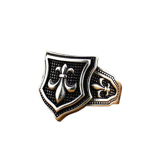 Chevalière Avec Symbole Fleur de Lys en Argent