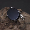 Bague Argent avec Pierre Noire pour Homme
