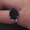Bague Argent avec Pierre Noire pour Homme