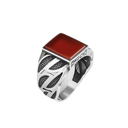 Bague Agate Rouge Naturelle