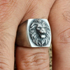 Chevalière Homme Gravure Lion Argent