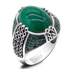 Chevalière Argent Agate Verte