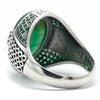 Chevalière Argent Agate Verte