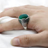 Chevalière Argent Agate Verte