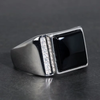 Chevalière Homme Argent Onyx Carré