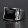 Chevalière Homme Argent Onyx Carré