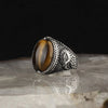 Bague Avec Pierre Œil de Tigre Ovale