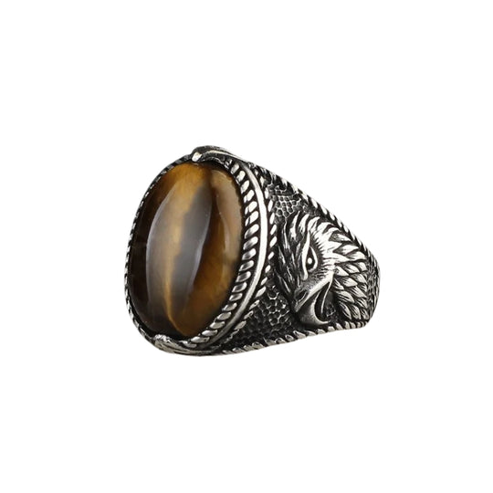 Bague Avec Pierre Œil de Tigre Ovale
