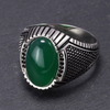 Chevalière Argent Agate Verte