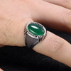 Chevalière Argent Agate Verte