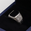Bague Chevalière Onyx Fleur
