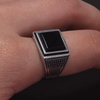 Bague Homme Agate Noire