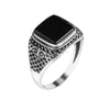 Chevalière Onyx Argent Arabesque