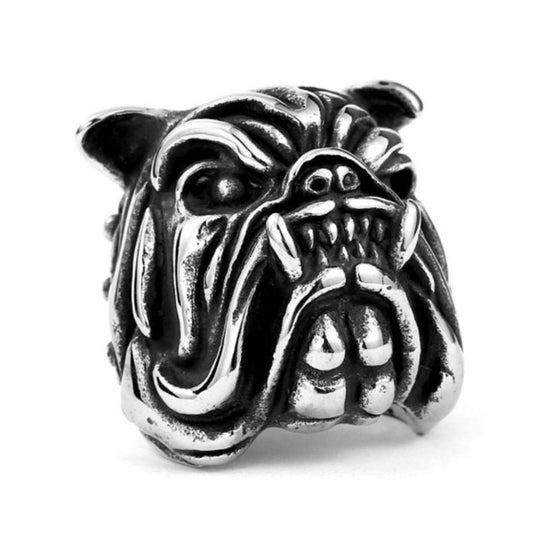 Bague Chevalière Bouledogue Acier