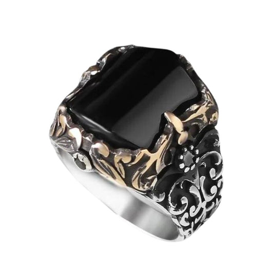 Bague Argent Onyx Vintage