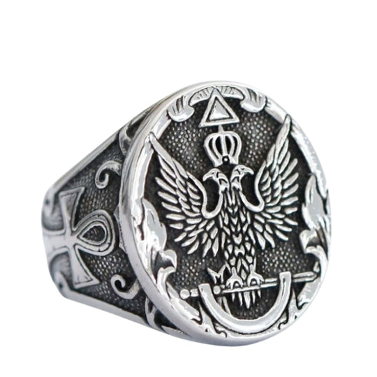 Chevalière Aigle Bicephale à Deux Têtes