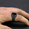 Bague Chevalière Homme avec Agate Noire