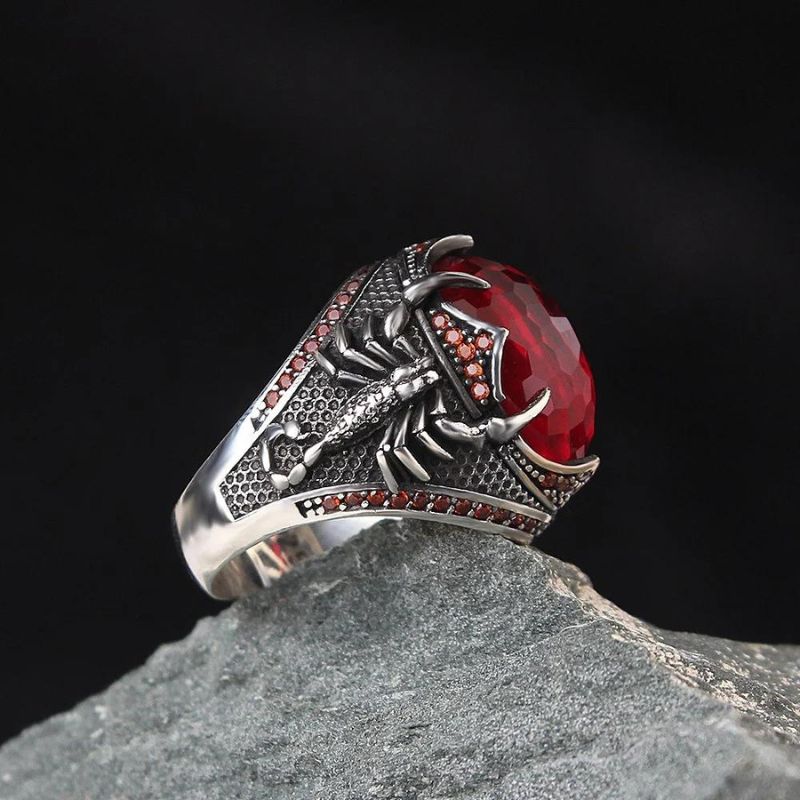 Bague Homme Motif Scorpion 3 Couleurs - Style Rétro Gothique Punk, Alliage Zinc, Réglable - Idéale Fête Et Cadeau